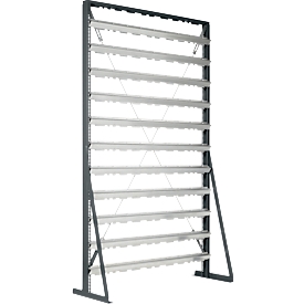 Rayonnage sur pieds, chargement d'un seul côté, 11 rangées, sans bacs de rangement ouverts, L 1145 x P 400 x H 1950 mm, acier, gris anthracite RAL 7016