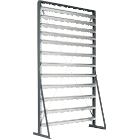 Rayonnage sur pieds, chargement d'un seul côté, 12 rangées, sans bacs de rangement ouverts, L 1145 x P 400 x H 1950 mm, acier, gris anthracite RAL 7016