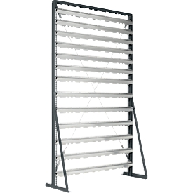 Rayonnage sur pieds, chargement d'un seul côté, 13 rangées, sans bacs de rangement ouverts, L 1145 x P 400 x H 1950 mm, acier, gris anthracite RAL 7016