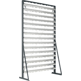 Rayonnage sur pieds, chargement d'un seul côté, 15 rangées, sans bacs de rangement ouverts, L 1145 x P 400 x H 1950 mm, acier, gris anthracite RAL 7016