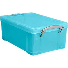 Really useful Box boîte en plastique avec couvercle, 9 litres, turquoise transparent