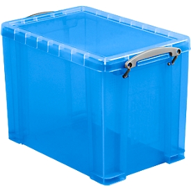 Really Useful Box opbergdoos, kunststof, met deksel, transparant blauw, 19 l