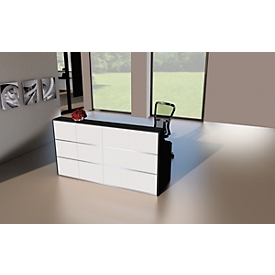 Reception desk Cento 3, with 2 straight reception desk elements, with side panels