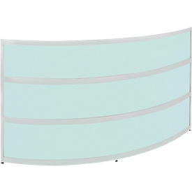 Reception desk Tool, round, W 1940 x D 850 x H 1100 mm, beech finish/art glass green