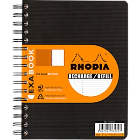Recharge pour ExaBook, DIN A5+, 80 feuilles, 90 g/m², double spirale, ligné, avec marge et cadre