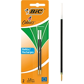 Recharges BIC 4 Colours Original, pointe moyenne, vert, pack de 2