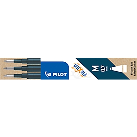 Recharges PILOT, pour roller FRIXION, épaisseur de trait 0,4 mm, effaçable, 3 pièces, bleu-noir