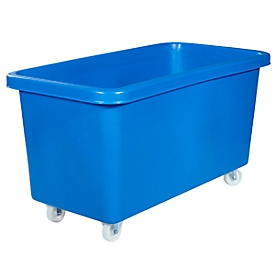 Rechteckbehälter, Kunststoff, fahrbar, 450 l, blau