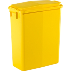 Rechthoekige afvalbak met deksel, 60 liter, B 280 x D 560 x H 590 mm, geel