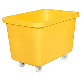 Rechthoekige container, kunststof, verrijdbaar, L 835 x B 550 mm, 227 l, geel