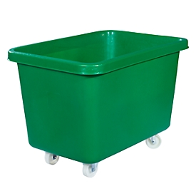 Rechthoekige container, kunststof, verrijdbaar, L 835 x B 550 mm, 227 l, groen