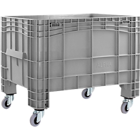 Recipiente grande para apilar y transportar 285 L, H 1040 x A 640 x A 670 mm, apto para alimentos, de -40°C a +60°C, 4 ruedas giratorias