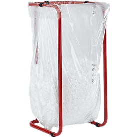 Recogedor de materiales reciclables, fijo, volumen 200 l, con soportes para bolsas, L 460 x A 460 x H 970 mm, tubo de acero con recubrimiento de polvo, rojo carmín RAL 3002