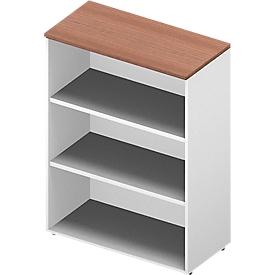 Regal ARLON OFFICE, 3 Ordnerhöhen, 2 variable Fachböden, B 900 x T 450 x H 1232 mm, Nuss Canaletto-Dekor/weiss