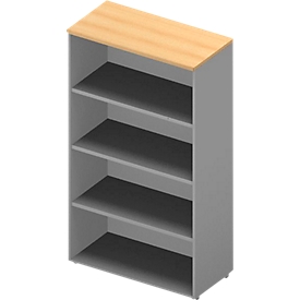 Regal ARLON OFFICE, 4 Ordnerhöhen, 3 variable Fachböden, B 900 x T 450 x H 1600 mm,