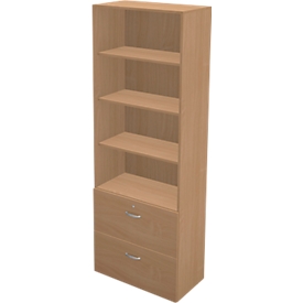 Regal-Hängeregisterschrank-Kombination TETRIS WALL, B 800 x T 440 x H 2250 mm, Buche-Dekor