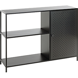 Regal HAKU, 4 Fächer mit jeweils bis zu 10 kg Tragkraft, B 1000 x T 300 x H 750 mm, Stahl/Metall, schwarz