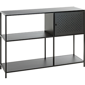 Regal HAKU, 4 Fächer mit jeweils bis zu 10 kg Tragkraft, B 1000 x T 300 x H 750 mm, Stahl/Metall, schwarz