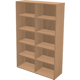 Regal TETRIS WALL, 5 Ordnerhöhen, B 1200 x T 420 x H 1880 mm, Buche-Dekor