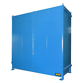 Regalcontainer BAUER CEN 33-2 IBC, Stahl, Doppelflügeltor, B 3510 x T 1500 x H 3485 mm, blau