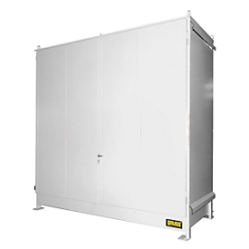 Regalcontainer BAUER CEN 33-2 IBC, Stahl, Doppelflügeltor, B 3510 x T 1500 x H 3485 mm, weiss