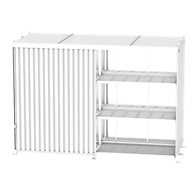 Regalcontainer BAUER CEN 59-3b IBC, Stahl, Schiebetor, B 6345 x T 2950 x H 5000 mm, orange