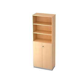 Regalschrank 6 OH, 3 OH geschlossen, B 800 x T 420 mm, Ahorn-Dekor