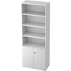 Regalschrank TOPAS LINE, 4 OH Regal/2 OH Türen, weiß/weiß