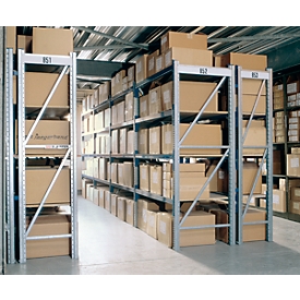 Regalsystem WR 600, Grundfeld, Traverse verzinkt, mit 2 Ebenen, 2200 x 1500 x 800 mm