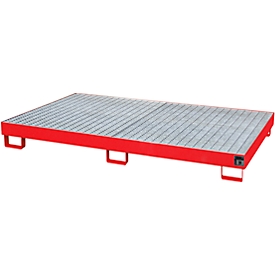 Regalwanne Typ RW/GR 2200-1, mit Gitterrost, rot RAL3000