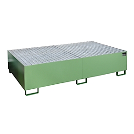 Regalwanne Typ RW/GR 2200-2, mit Gitterrost, grün RAL6011