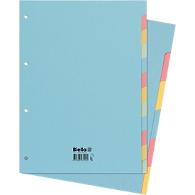 Register Biella, für DIN A4, 6-teilig, blanko, L 310 x B 235 x H 2 mm, Karton, farbig