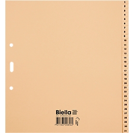 Register Biella, für DIN A4, teildeckend, 31-teilig, numerisch 1-31, L 255 x B 245 x H 4 mm, Papier, hellbraun
