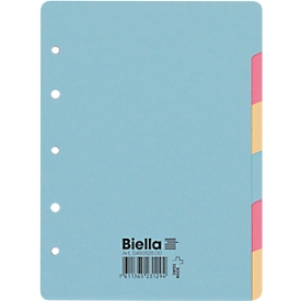 Register Biella, für DIN A5, 6-teilig, blanko, L 230 x B 175 x H 3 mm, Karton, farbig