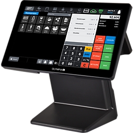 Registrierkasse Olympia T400DK, Android 11, 100 Nutzer, 10″ Display, USB-A/LAN/Kassenladen-Port, Thermodruck, abschließbar, ohne Schublade, schwarz