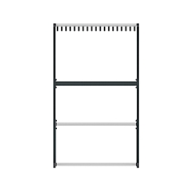 Reihengarderobe Functionals TERTIO EV2P, freistehend, 19 Haken, integrierter Schirmständer, B 1000 mm, Aluminium/Stahl/Kunststoff, silber-dunkelgrau