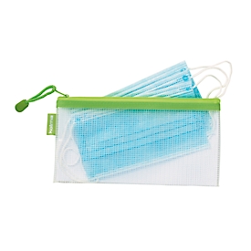 Reissverschlusstasche Kolma Mesh Bag, EVA-Kunststoff + 5 x Mund-Nase-Bedeckung nach EN 14683:2019 Type I