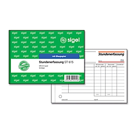 Relevés d'heures ST615 sigel®, format A6, 50 feuilles, avec papier carbone
