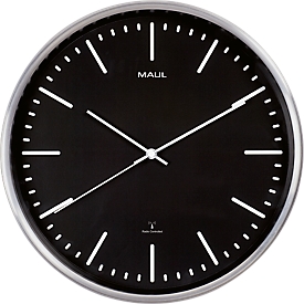 Reloj de pared radiocontrolado Maul MAULfly, negro, redondo, para interior ∅ 300 mm, cambio de hora automático, plástico y cristal con pila