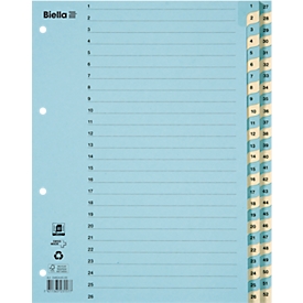 Répertoire Biella, pour DIN A4, numérique 1-52, 2 rangées, L 315 x l 245 x H 14 mm, carton, couleur