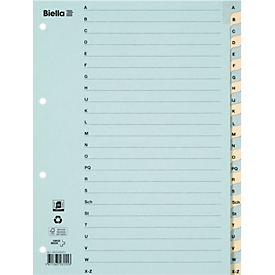 Répertoire Biella, pour format A4, avec 24 onglets de A à Z, 11 perforations universelles, carton recyclé FSC®, bleu-jaune