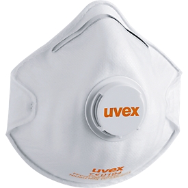 Respirador Uvex silv-Air 2210, FFP 2 NR D, máscara moldeada con válvula de exhalación, blanco, 15 piezas
