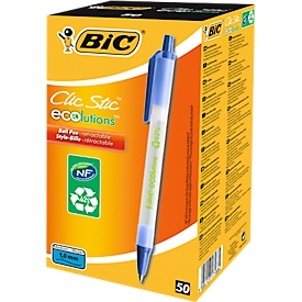 Retractable ballpoint pen BIC® ECOlutions® Clic Stic, 0.4 mm, recycled, blue, 50 pieces