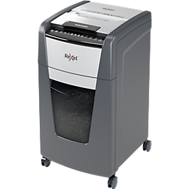 Rexel Aktenvernichter Optimum AutoFeed+ 300X, vollautomatisch, Partikelschnitt 4 x 25 mm P-4, 60 l, 10-300 Blatt Schneidkapazität, mit Lenkrollen, schwarz