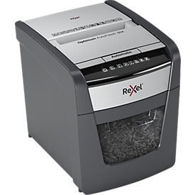 Rexel Aktenvernichter Optimum AutoFeed+ 50X, vollautomatisch, Partikelschnitt 4 x 28 mm P-4, 20 l, 6-50 Blatt Schneidkapazität, schwarz