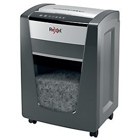 Rexel Momentum M515 papiervernietiger P5, deeltjes snijden 2 x 15 mm, 30 l, 15 vel snijcapaciteit, anti-papierstoringstechnologie, met rollen, zwart