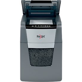 Rexel Optimum AutoFeed+ 100M Aktenvernichter P5, Vollautomatik, Mikroschnitt 2 x 15 mm, 34 l, 100 Blatt Schnittleistung, schwarz