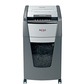 Rexel Optimum AutoFeed+ 225M Aktenvernichter P5, Vollautomatik, Mikroschnitt 2 x 15 mm, 60 l, 225 Blatt Schnittleistung, mit Rollen, schwarz