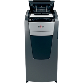 Rexel Optimum AutoFeed+ 750X papiervernietiger P4, volautomatisch, deeltjes snijden 4 x 30 mm, 140 l, 750 vel snijcapaciteit, met rollen, zwart