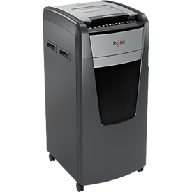 Rexel Optimum AutoFeed+ 750X papiervernietiger P4, volautomatisch, deeltjes snijden 4 x 30 mm, 140 l, 750 vel snijcapaciteit, met rollen, zwart